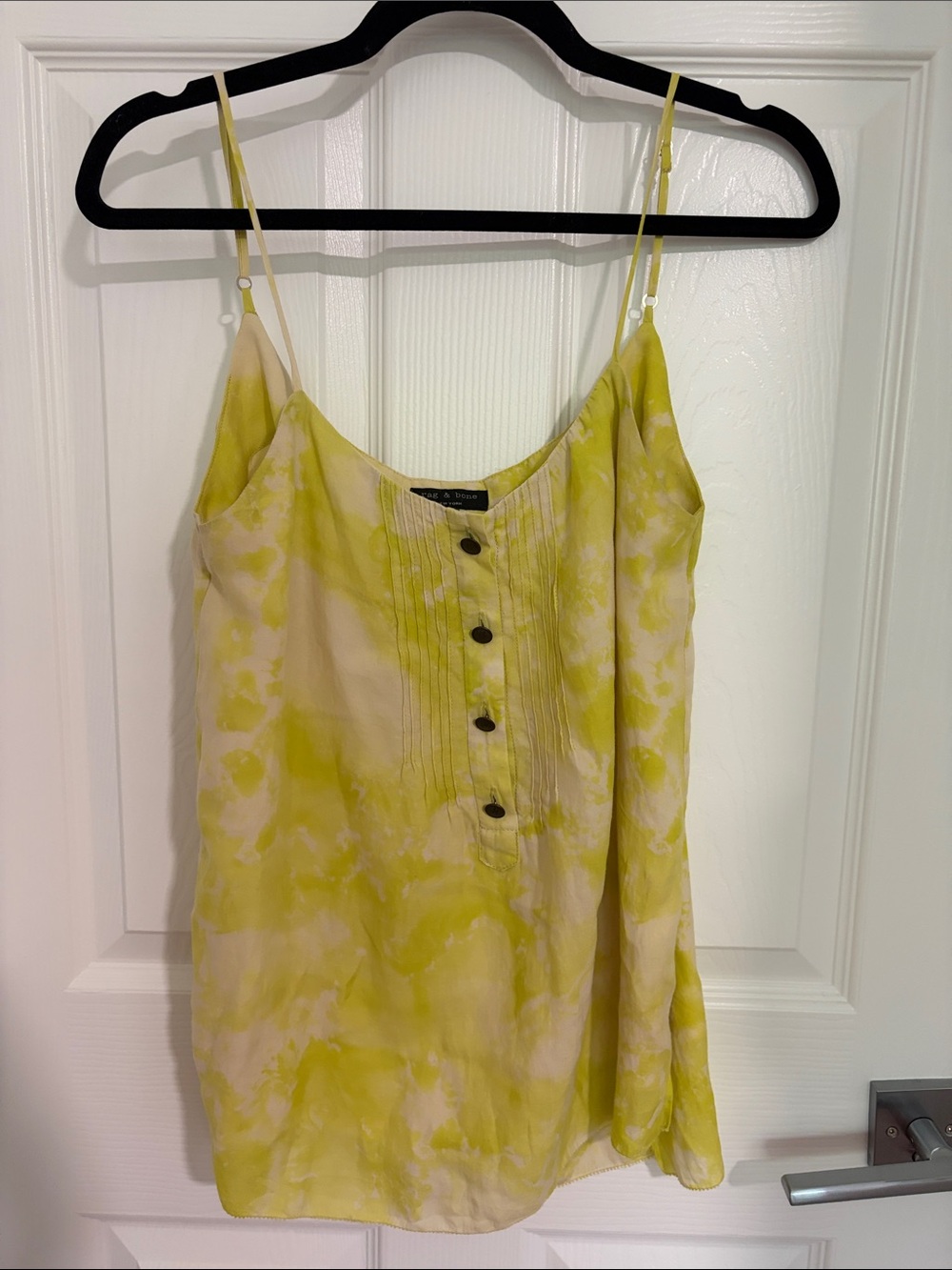 Rag and Bone Chartreuse Tie-Dye Spaghetti Strap Cami Top